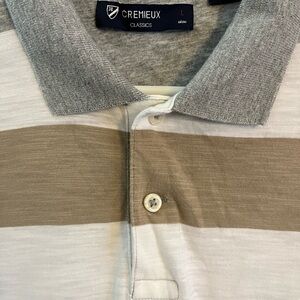 Daniel Cremieux Men's Gray and Tan Striped Polo Shirt